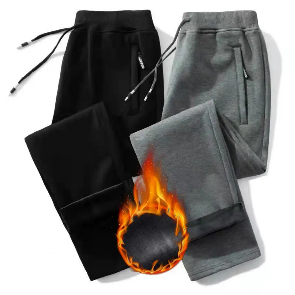 

Winter Sweatpants Winter Men's Fleece Pants Fleece-Lined Thick Lambskin Knitted Sweatpants Casual Pants Deep Crotch Sweatpants