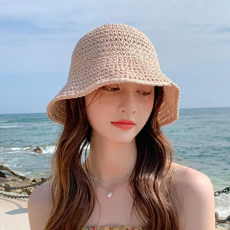 Hats for Women Summer Straw Hat Woman Foldable Outdoor 2022 Sunshade Hollowed Panama Hat Beach Hats Fashion Elegante Cap