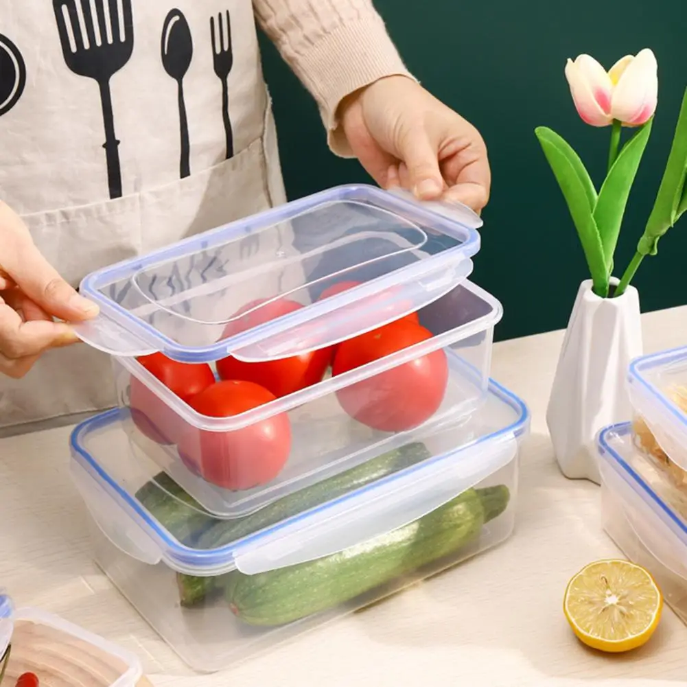 Kitchen Refrigerator Rectangular Crisper Food Containers Heat-resistant Odor-free Microwave Safe Plastic Fruit Storage Seal Box