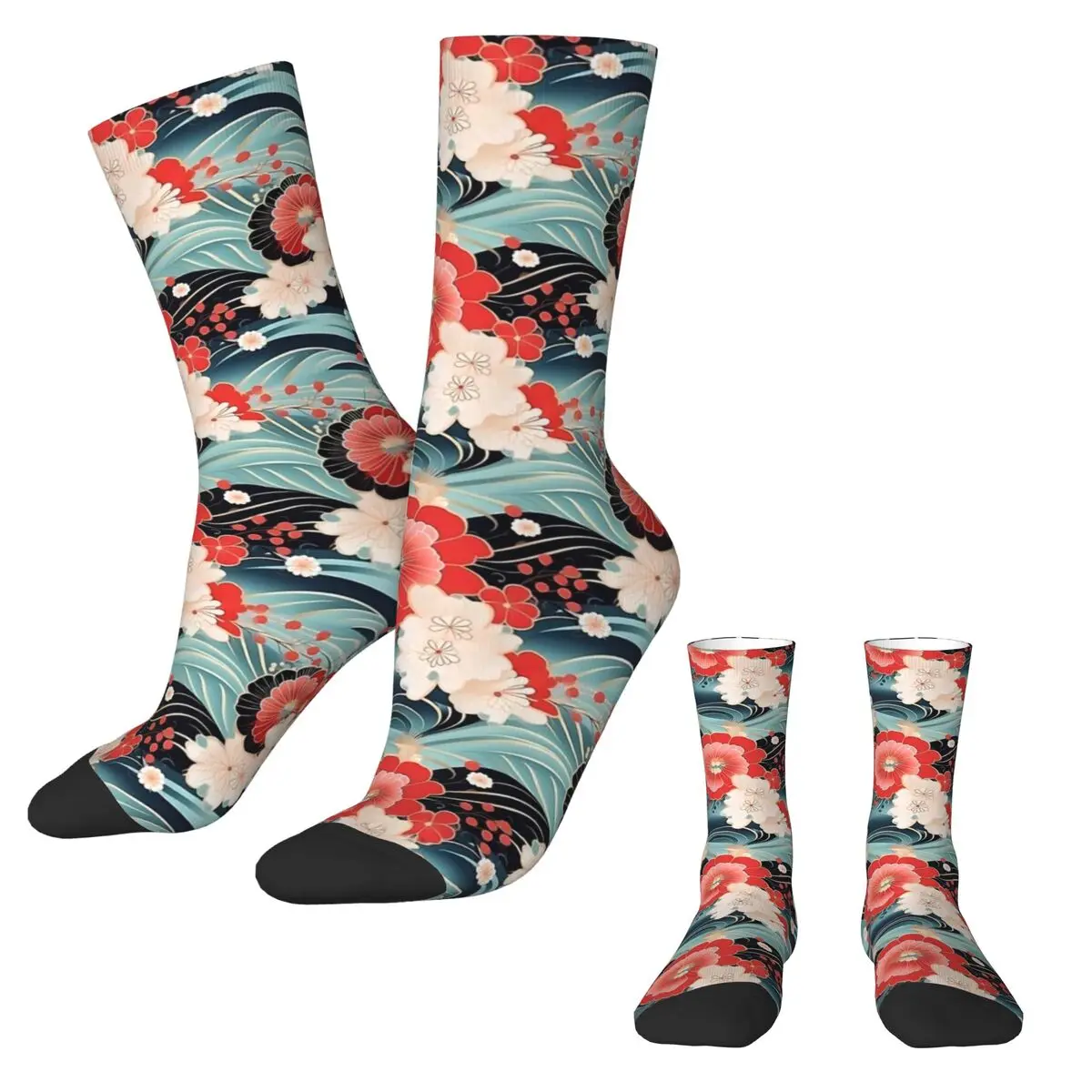 Japanese Art Stockings kimono pattern Design Gothic Socks Winter Anti Slip Socks Couple Outdoor High Quality Socks