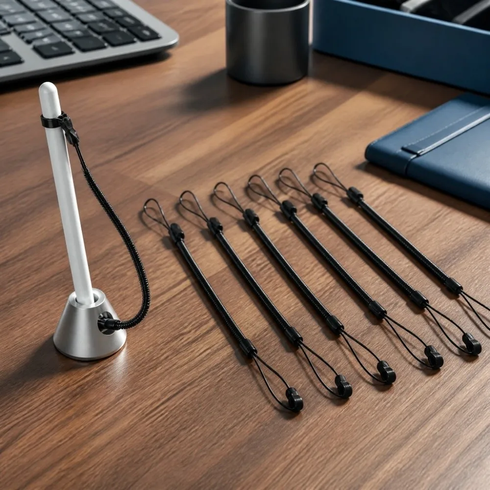 8pcs Lightweight Elastic Pen Lanyard Retractable Coil Stylus Tether Practical Pen Leash Tablet