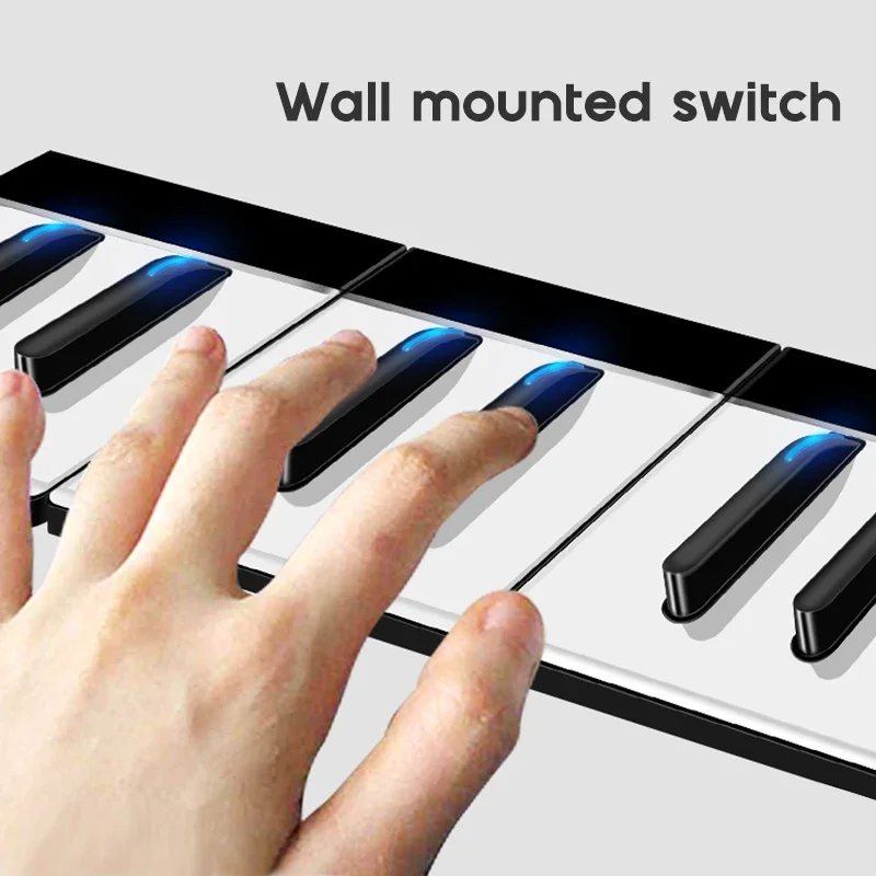 YINKA Toughened Glass Panel Wall Light Switch Self-reset 1-4 Gang  1 2 Way LED Indicator Piano Key Design Wall Mounted Switch TV