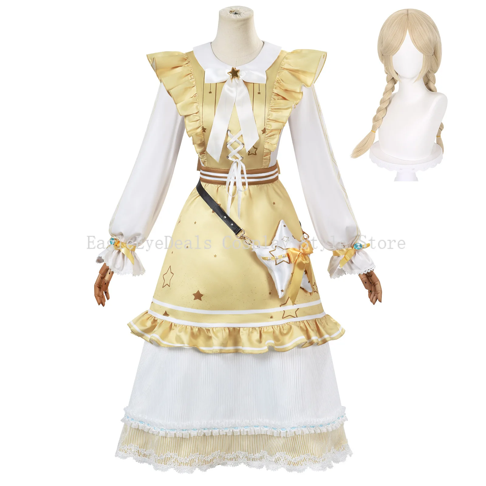 أزياء أنيمي لعبة الهوية V آن ليستر التأثيرية بدلة موحدة للهالوين للنساء لعبة فستان الأميرة الأصفر التاجر
