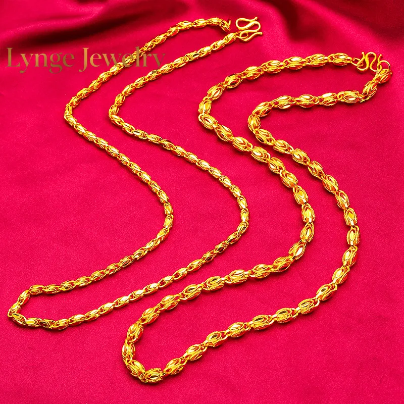 

Lynge Jewelry AU999 24K Gold Men's Olive Chain - Polished Body + Carving Ridge Contrast, 4/5/6mm Options, Negotiation Full Glamo