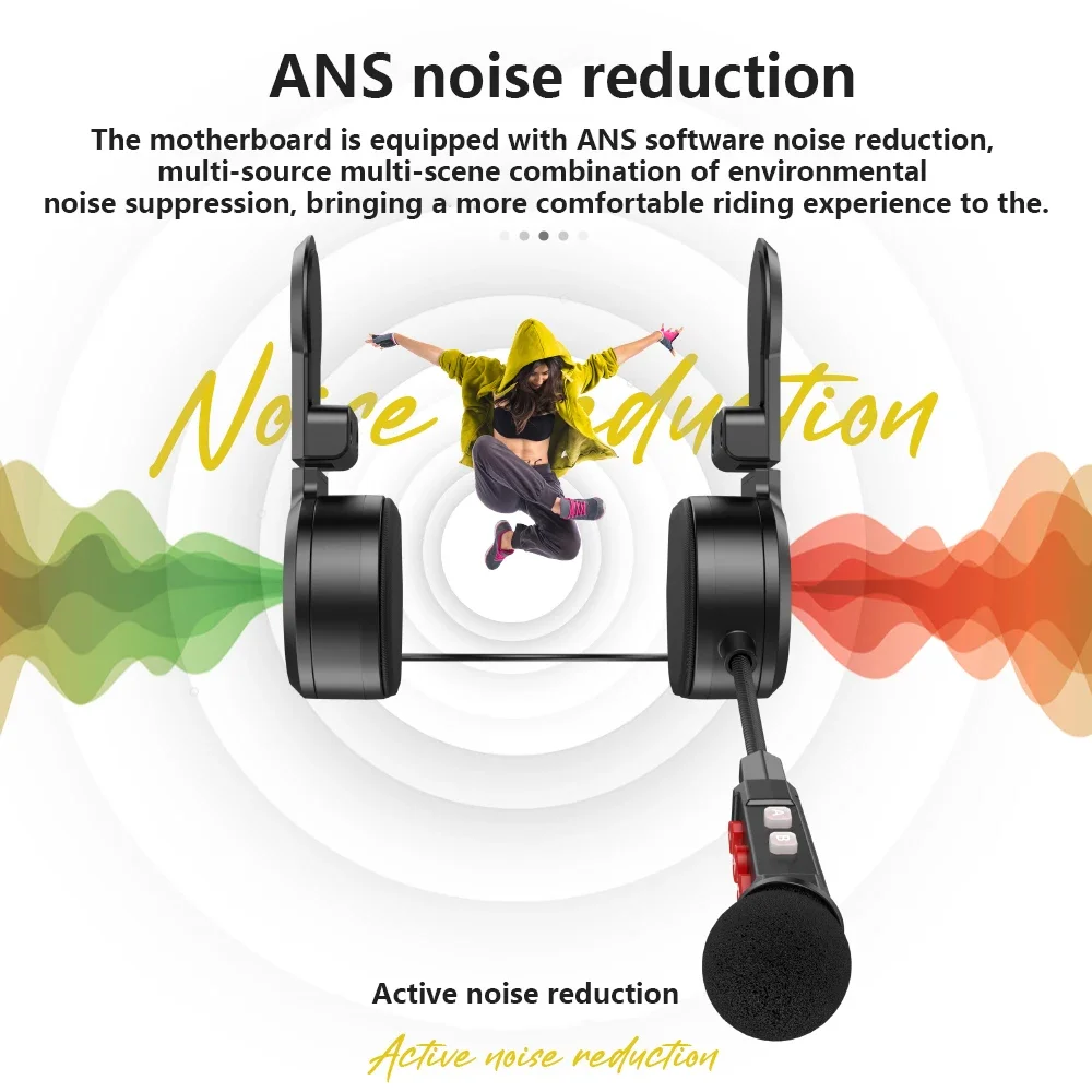 سماعة بلوتوث للدراجات النارية مع حامل مشبك، خوذة موتو ستيريو لاسلكية، مشغل موسيقى، سماعة أذن بدون استخدام اليدين