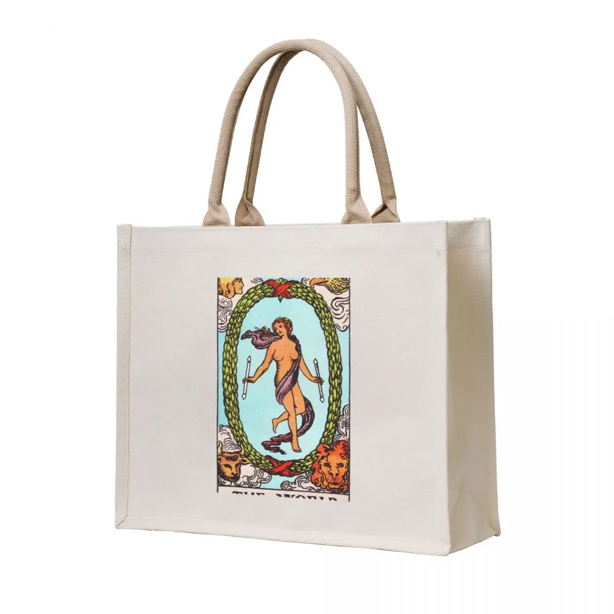 

Tarot - The World Card Tote Bag reusable grocery bags canvas tote bag supermarket folding bag