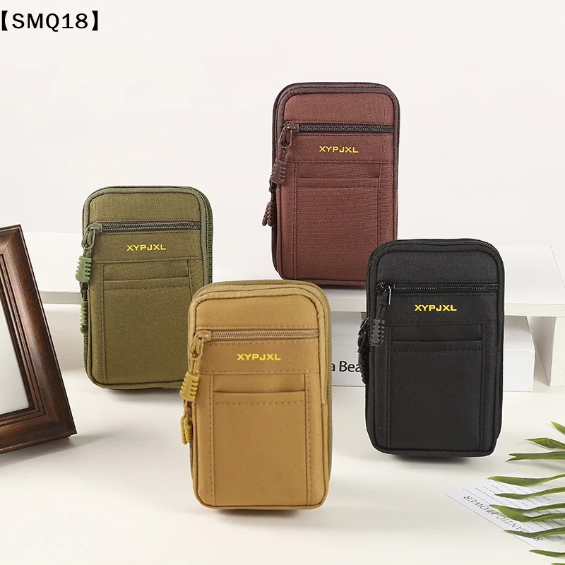 Men Canvas Mobile Phone Purse Mini Coin Small Square Belt Bags Multi-Compartment Fanny Wallet Pouch Man Pocket Design Waist【SMQ】 view 3