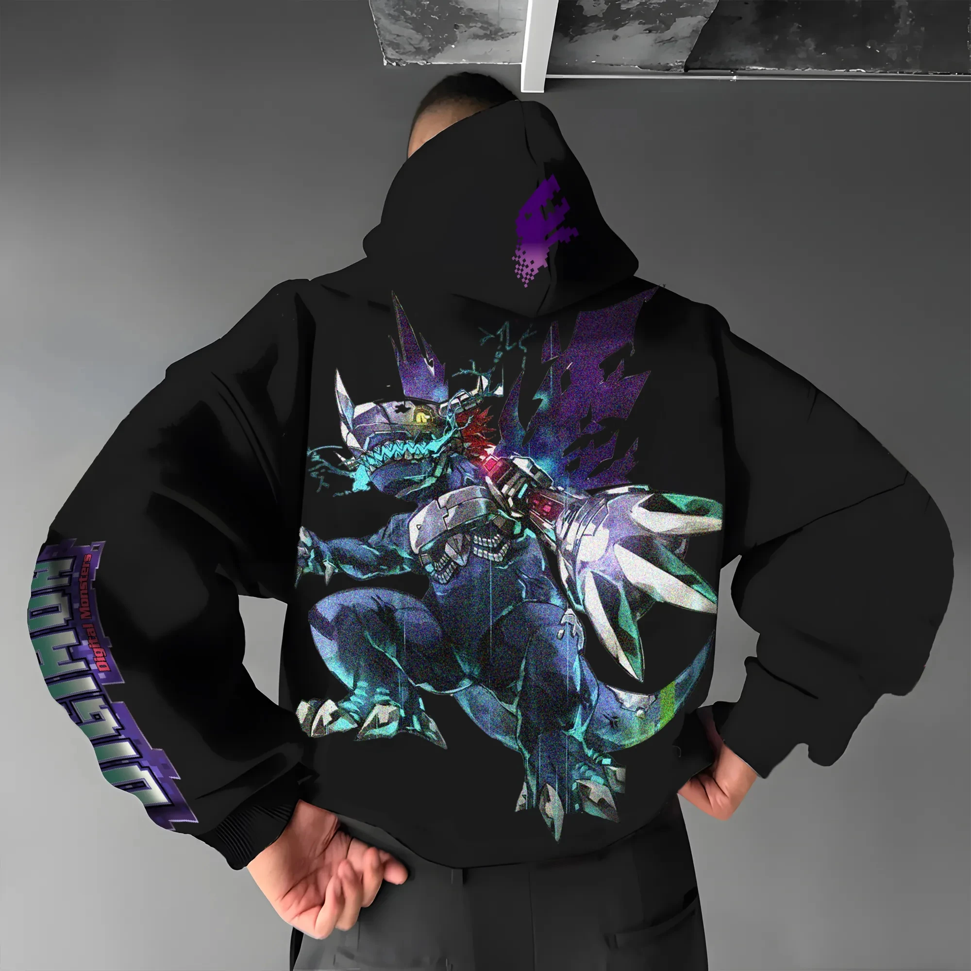 Digimon Anime Metal Greymon Joint Hoodie 2025 Autumn and Winter Men's Harajuku Loose Casual Children's Parent-Child Jumper Top