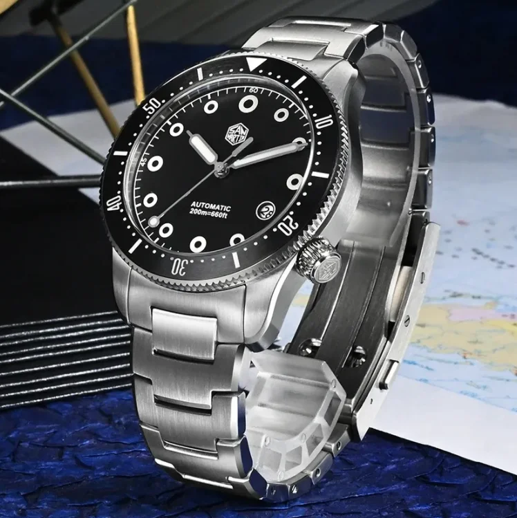 San Martin Men Automatic Watch 39.5mm Mechanical Wristwatch Diver 20Bar Waterproof BGW-X1 Luminous Sapphire YN55 Ceramic Bezel