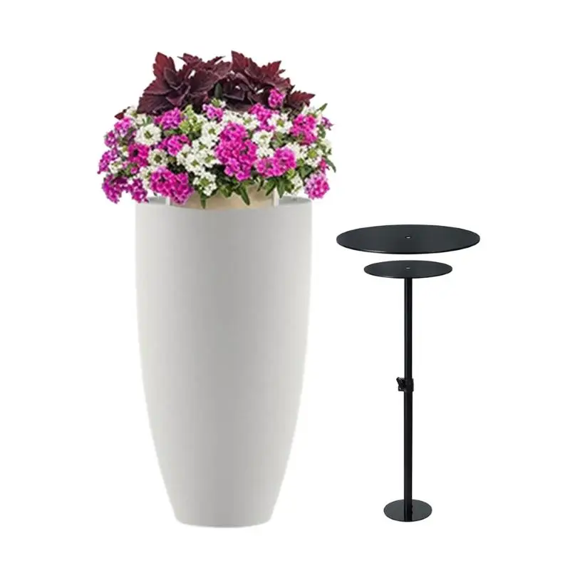 E8BD Metal Plant Elevator For Tall Pots With 3 Acrylic Bases Customizable Height 11.4 to 32 Inch For Indoor Outdoor Gardening