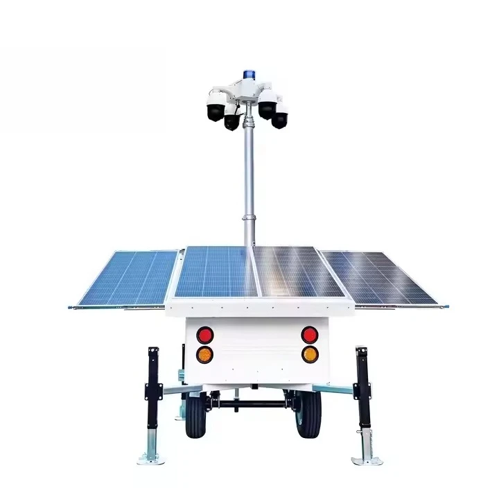 

800W Solar Panel Mobile Monitoring Trailer with 4MP Security Wireless Alarm Cloud Data Storage Options for Outdoor Use