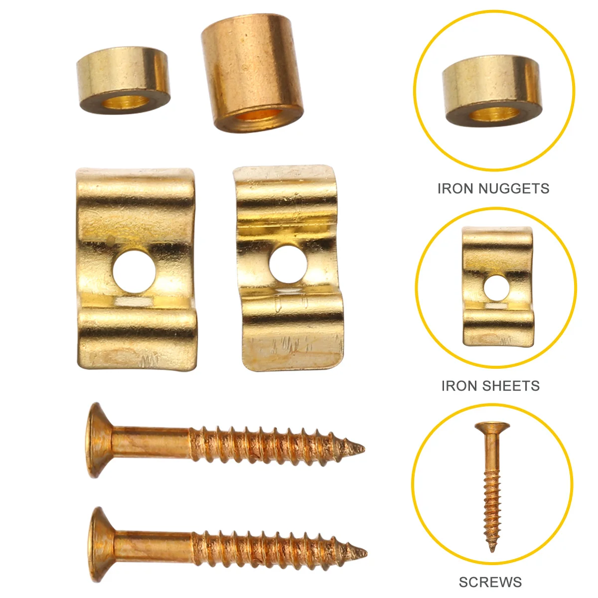 3 set Electric Guitar String Tree Retainer Golden Metal Press Button For Bass String Guide Accessories, Includes Screws,