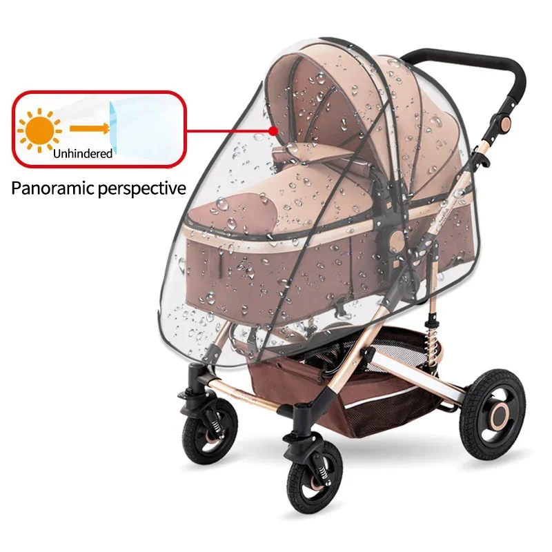 Universeller wasserdichter Kinderwagen-Regenschutz, Kinderwagen-Zubehör, transparenter Wind-Staubschutz, Reißverschluss, offen, für Kinderwagen, Regenmantel – Detail 7