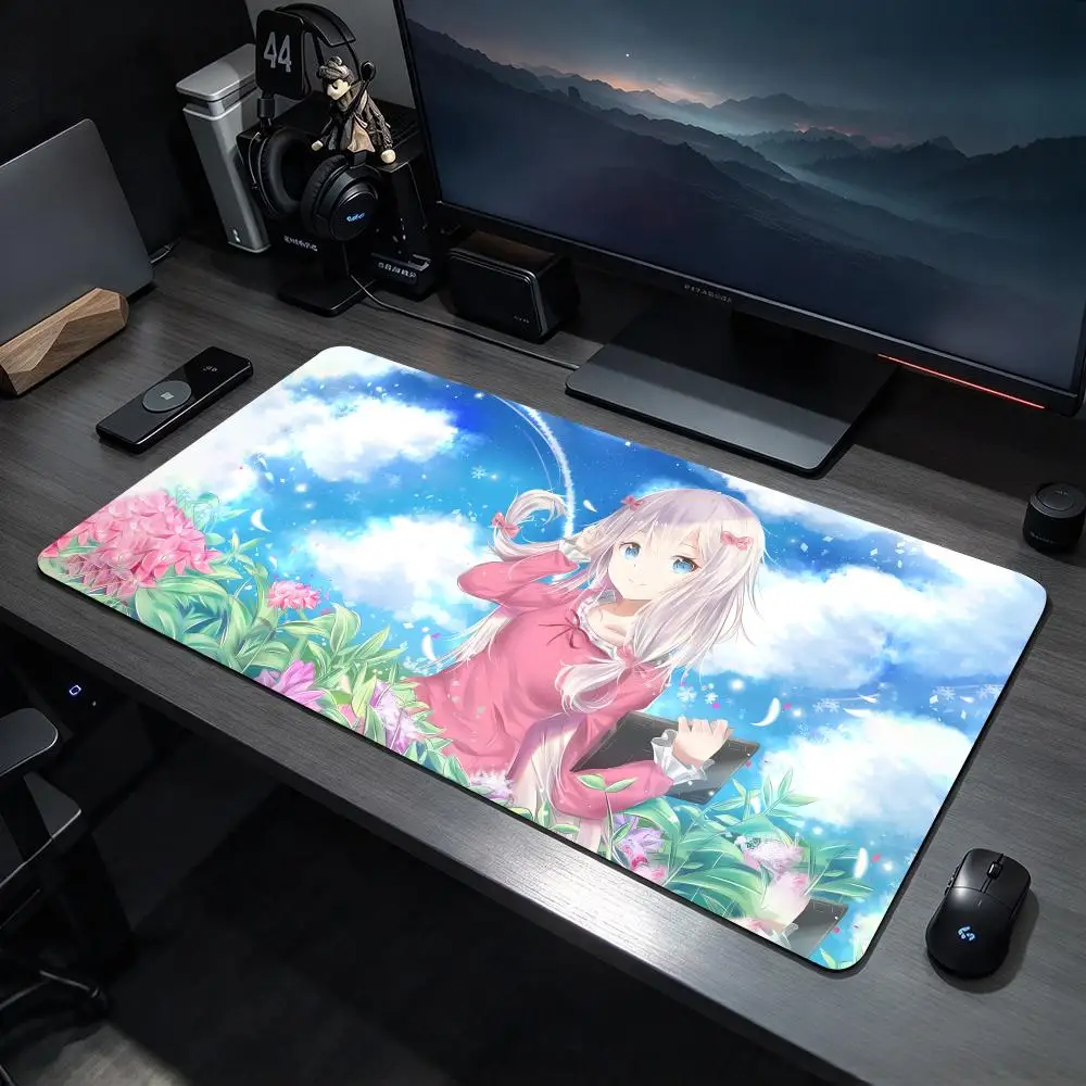 Playful Anime E-Eromanga Sensei Mouse Pads Large Gaming Mousepad Desk Mat Non Slip Bottom Featuring Stitched Edges