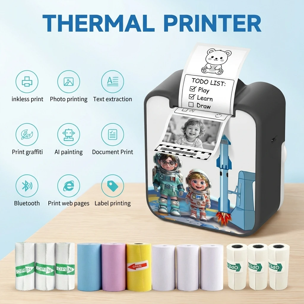 

Портативный беспроводной термопринтер для фото, стикеров и заметок, 57 мм, мини-принтер для мальчиков, девочек и студентов