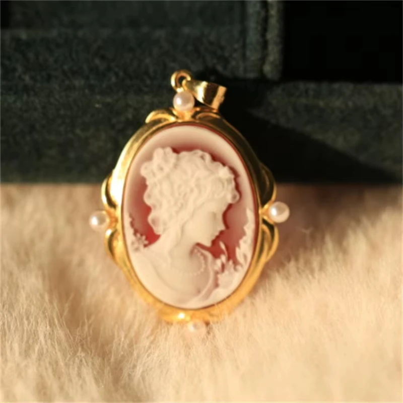 Manufacturer Sells 925 Silver Inlaid Cameo Relief Beauty Pendant