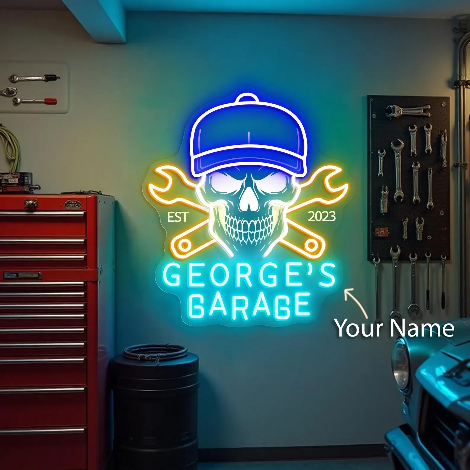 

Custom Name Garage Neon Sign, Personalized Garage Led Sign, Man Cave Decor, Workshop Car Sign, Gift for Him, Gift for Dad, Garag