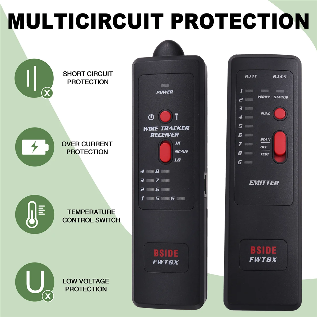 M85K  Network Cable Tracker FWT8X Wire Toner RJ45 RJ11 Ethernet LAN Analyzer Detector Line Finder Tester