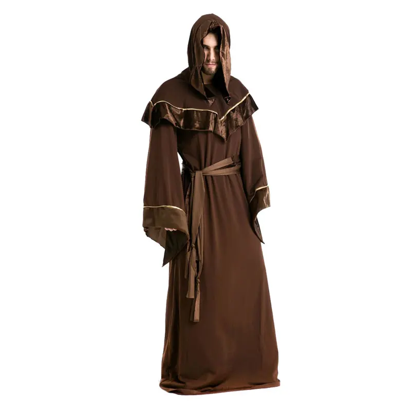 Halloween Sjamaan Religieus Kostuum Europese Religieuze Mannen God Vader Missionaris Gotische Tovenaar Cosplay Mantel Cape Priester Uniform