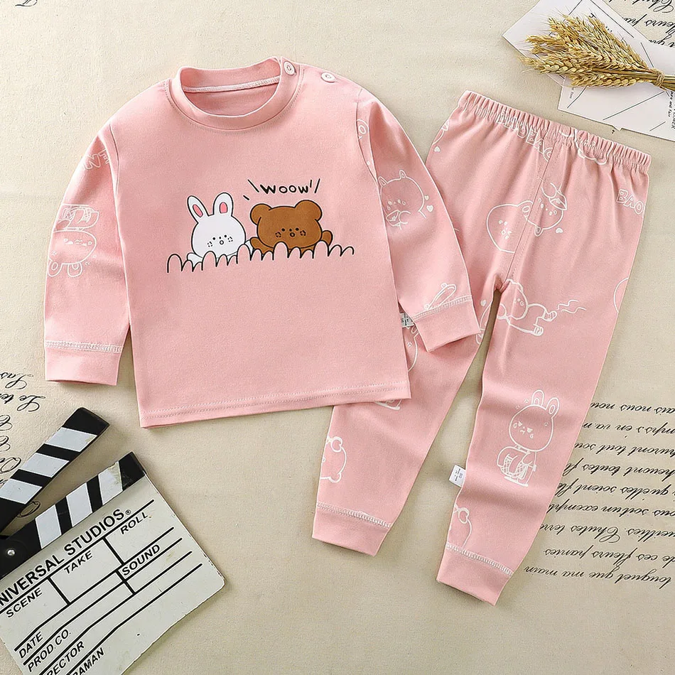 Cotton Kids Pajamas Set for Boys Girls Autumn and Winter Cartoon Sleeping Loungewear Children Night Sleepwear Home Wear Clothes