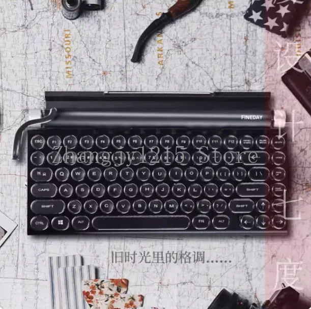 

Retro Typewriter Wireless Bluetooth Dual Mode Mechanical Keyboard For Computer Tablet iPad Phone