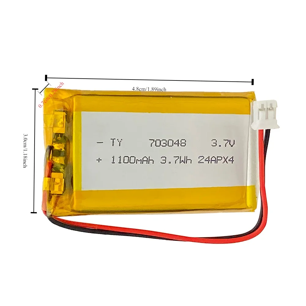 3.7V703048 Akumulator litowy 1100 mAh do przyrządu kosmetycznego Maszyna do wczesnej edukacji Laptop Rejestrator jazdy GPS