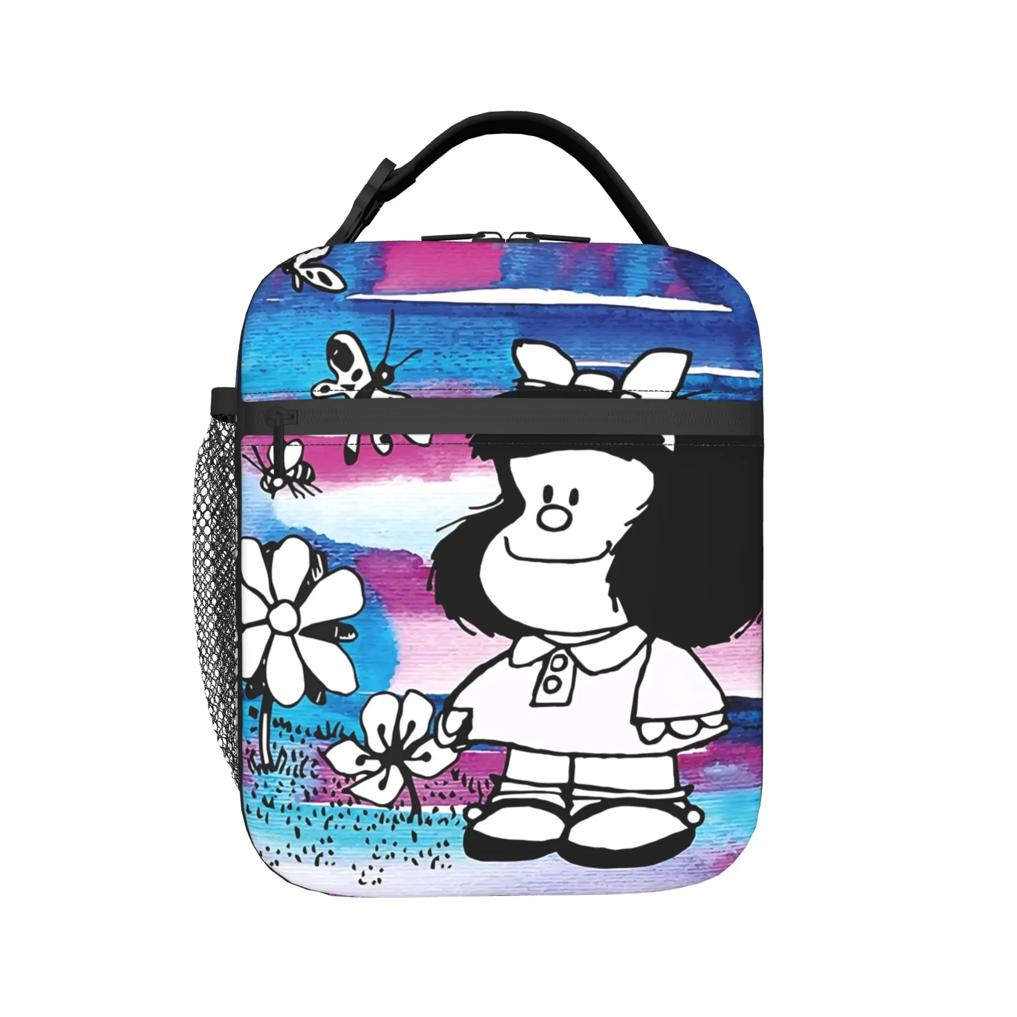 Mafaldas Flowers Insulated Lunch Bag Large  Reusable Cooler Bag Lunch Box Tote Beach  Picnic Food Handbags