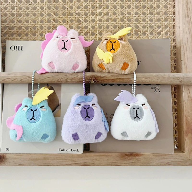 Cute Cartoon Capybara Plush Toy Doll Backpack Hanging Ornaments Cute Guinea Pig Keychain Bag Pendant Desktop Doll Birthday Gifts