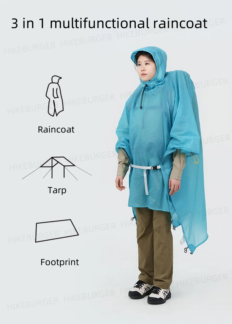 3F UL Gear Poncho Ultraleichter multifunktionaler Regenmantel Outdoor Tragbare 3-in-1-Plane/Fußabdruck Wasserdicht Wandern Rucksackreisen – Detail 4