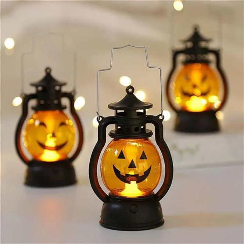 

Retro Portable Pumpkin Lantern Halloween Decorative Lights Candle Light Oil Lamp Outdoor Camping party Atmosphere lighting