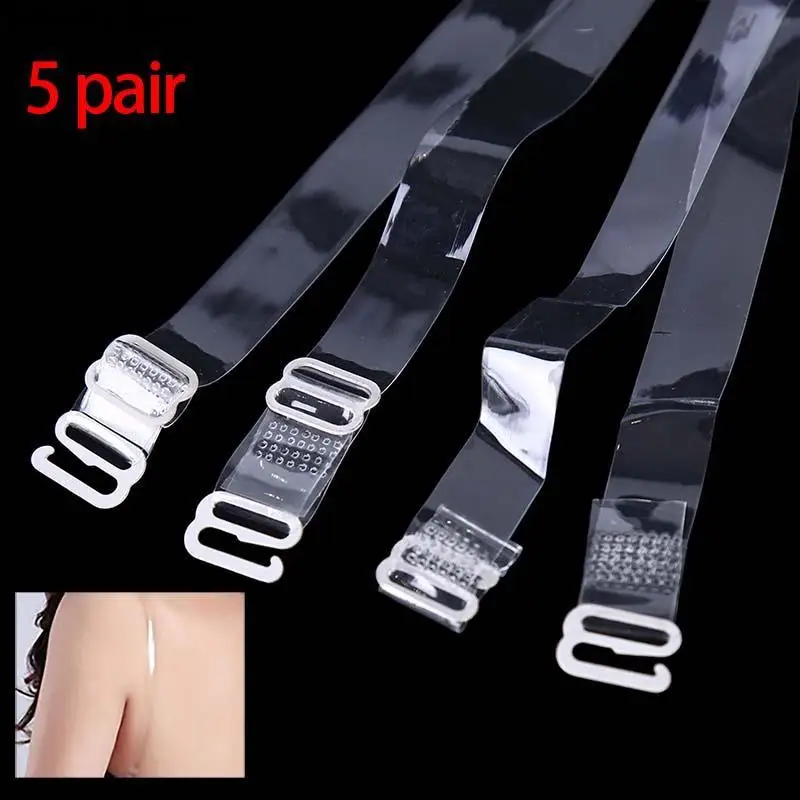 

10Pcs Women's Metal Buckle Bra Straps Belt Elastic Transparent Silicone Bra Straps Adjustable Baldric Lingerie Sling