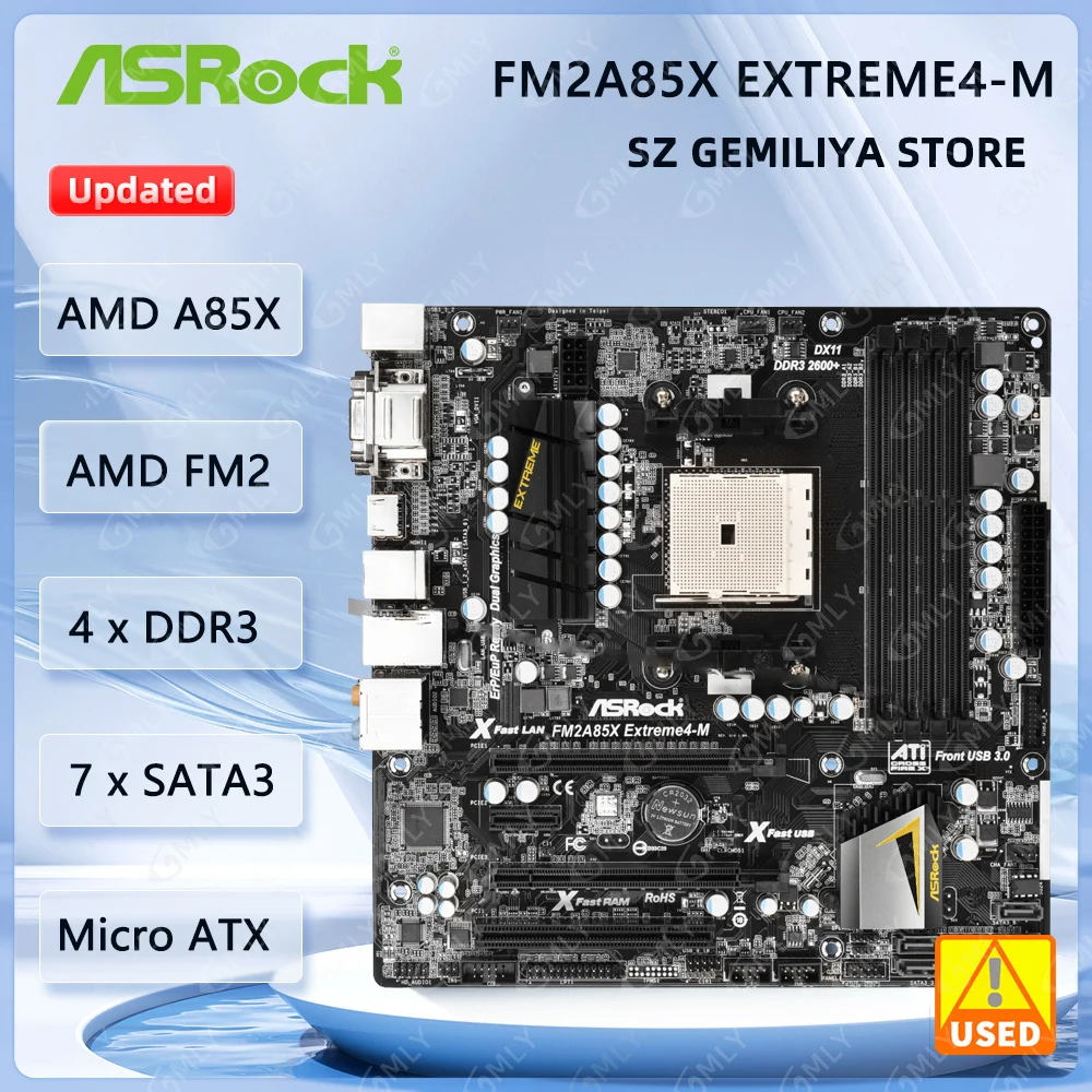 ASROCK FM2A85X Extreme4-M Placa base Socket FM2 AMD A85X DDR3 64GB compatible con A6 	 CPU AD640 A10 AD670T A4 AD5300