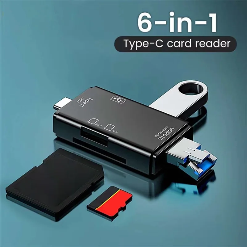 A14M OTG SD TF Type C Micro SDカードリーダー Type C - USB OTGアダプター 6 in 1 USB 2.0 TFカード USBフラッシュドライブ カードリーダー