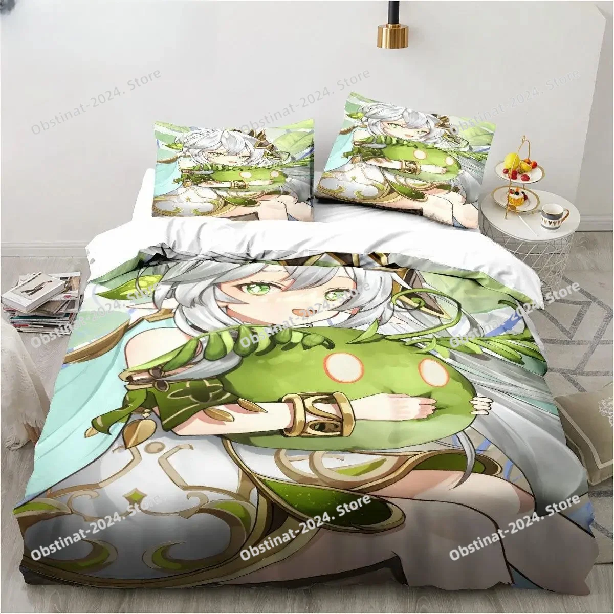 

New Genshin Impact Nahida Kawaii Cute Cartoon Nahida King Twin Double Child Bedding Set Microfiber Or Polyester Duvet Cover Set