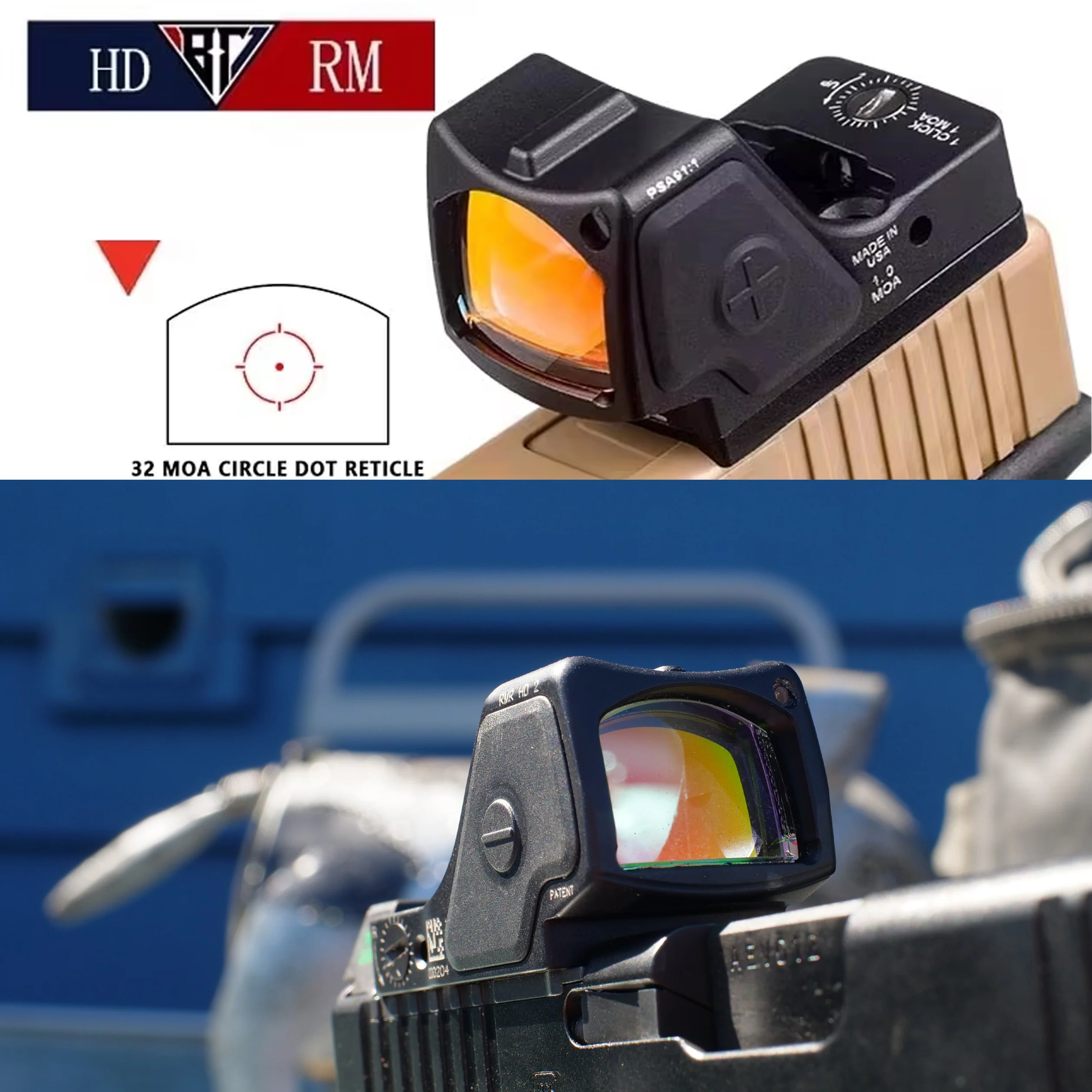 

Tactical RM HD Red Dot Sight Reflex Scope Adjustable Sensing Holographic Aiming Optical Riflescope 20mm Rail Airsoft G19 AR15 M4