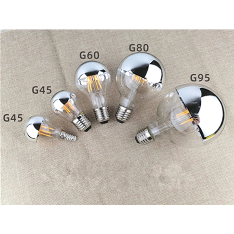 Bombillas de filamento LED Edison 4W E27 E14 Bombilla sumergida en plata Bombillas semiplegadas en oro