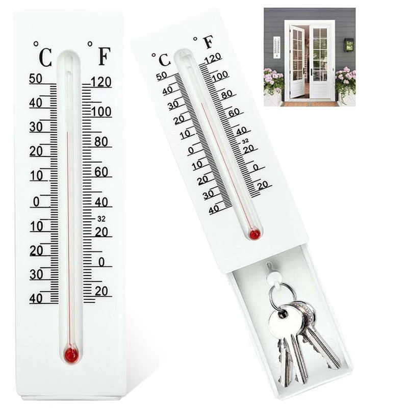 2Pcs Security Thermometer Keys Lock Boxes Wall Mounted Key Secret For Coin Money House Spare Keys Storage Box With Hook