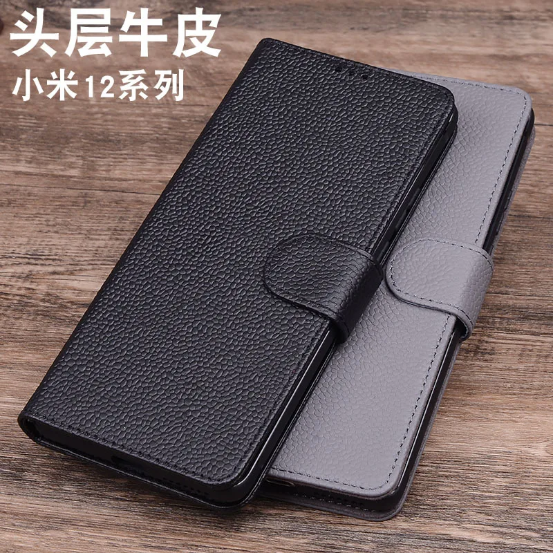 

Hot Sales Luxury Genuine Leather Flip Phone Case For Xiaomi Mi12 Mi 12 12x Pro Leather Half Pack Phone Cover Procases Shockproof