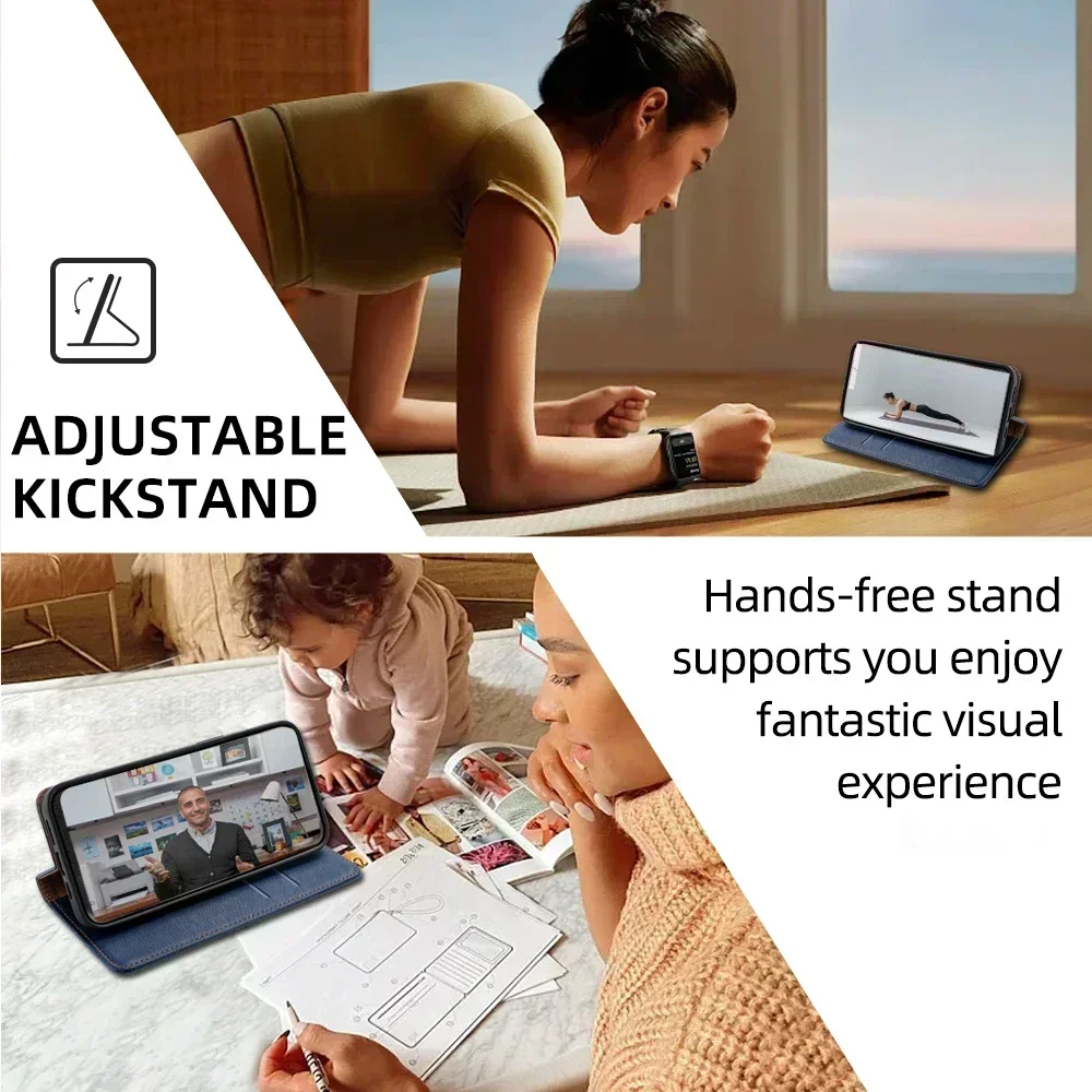 ธุรกิจแม่เหล็กหนังกระเป๋าสตางค์โทรศัพท์สําหรับ Xiaomi Redmi หมายเหตุ 13 13R Pro PLUS 13C Poco X6 M6 Pro ฝาครอบช่องใส่การ์ด