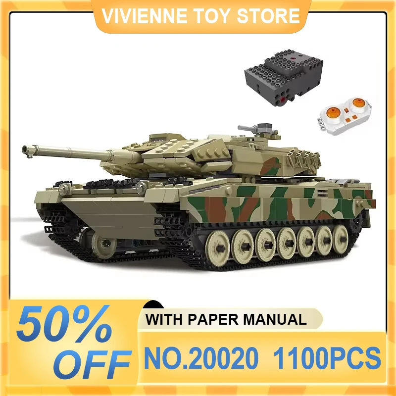 MOULD KING 20020 Germany Leopard 2 Main Battle Tank Building Blocks Racing Military Tank Assembly DIY Toy Boy Kids Chrismas Gift