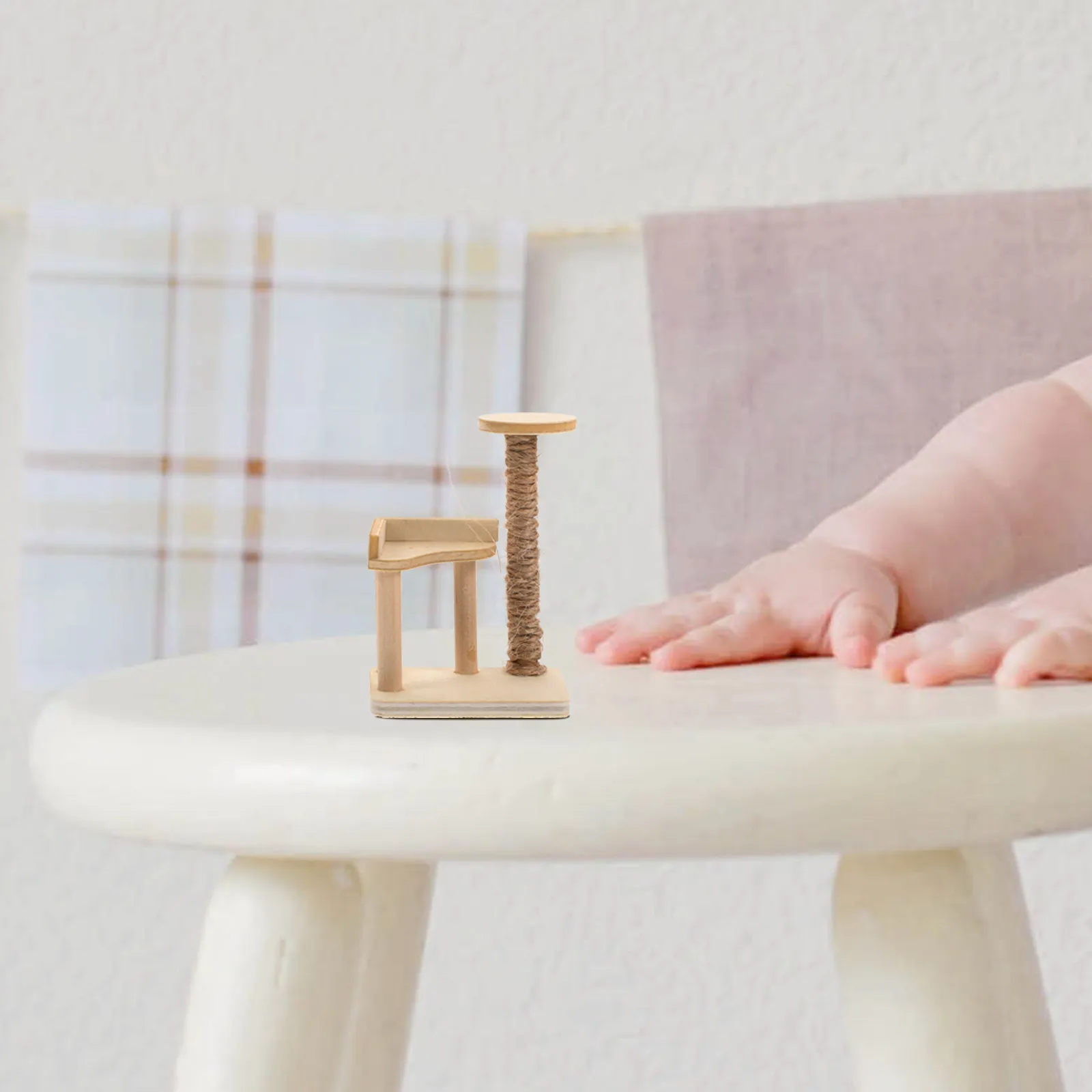 Wood Mini Cat Tree Ornament Dollhouse Decoration 1:12 Scale Compact Design Easy Placement Kids Friendly Mini House
