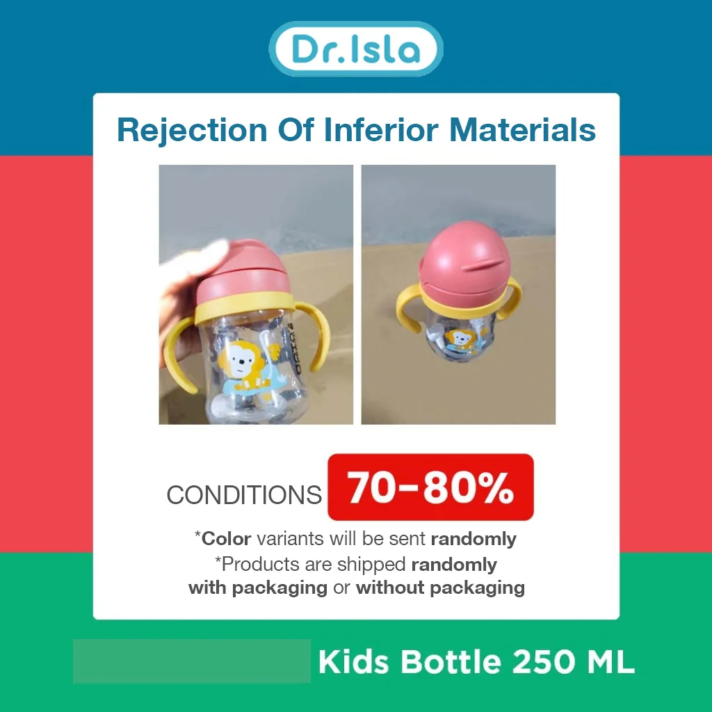 250ML Baby Water Cups Baby Learning Drinking Cup with Double Handle Flip Lid Leakproof Infants Water Cups Bottle BPA Free