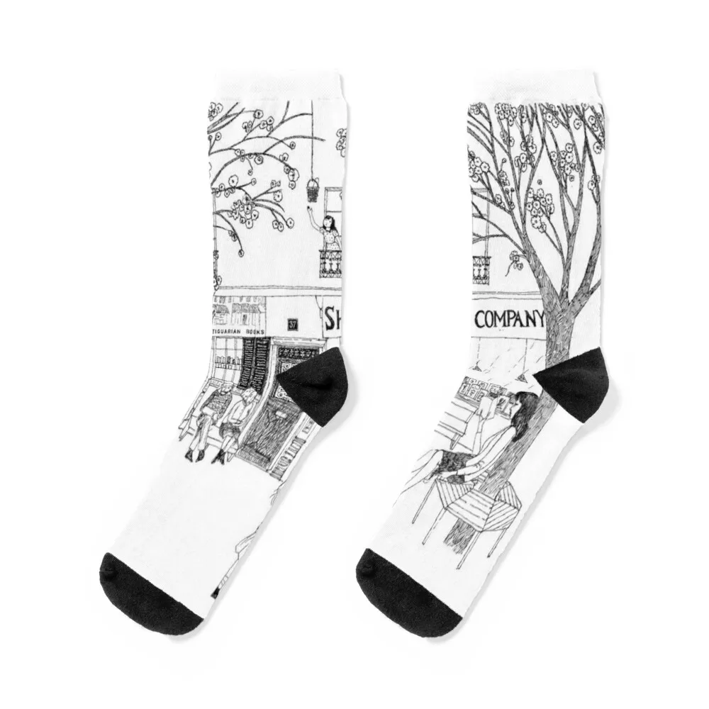 

shakespeare and company black and white drawing Socks hiphop Lots Socks Woman Men's