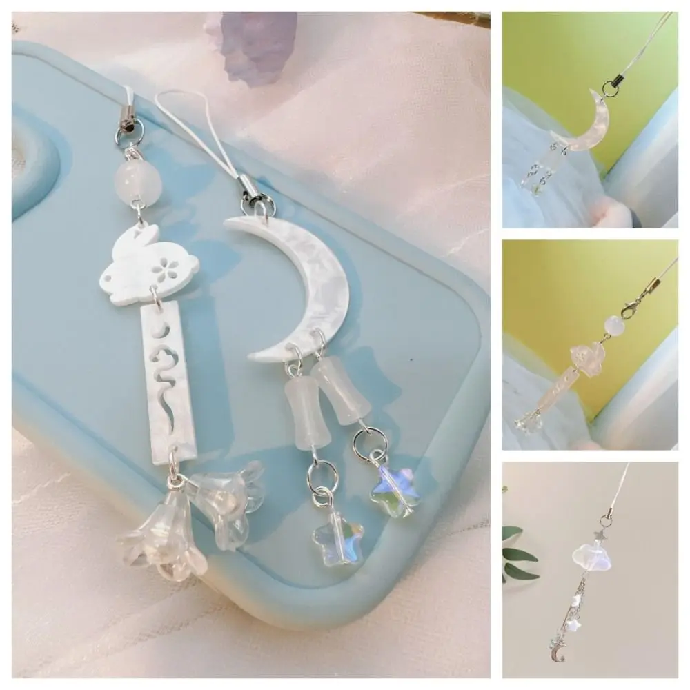 

Acrylic Moon Star Phone Charms DIY Handmade Anti-Lost Cloud Phone Chains Chinese Style Trinket Mid-Autumn Festival Mobile Strap