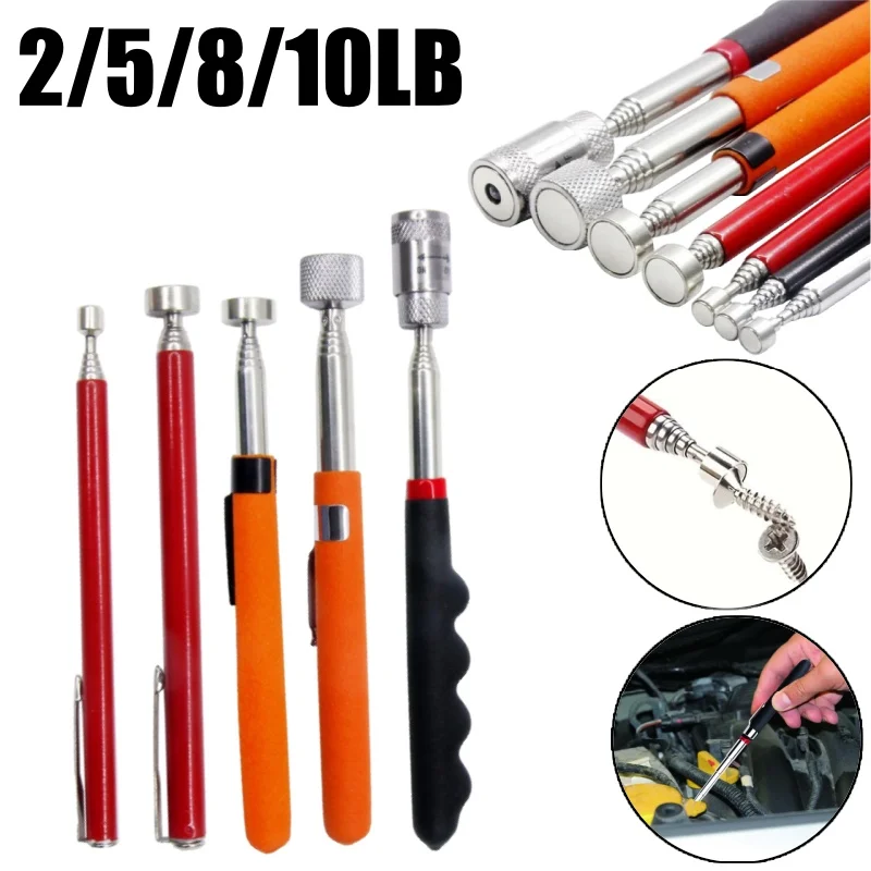 

2/5/8/10LB Metal Pickup Stick Portable Metal Suction Stick Retractable Magnetic Pickup Auto Repair Tool with Light Magnetic Rod