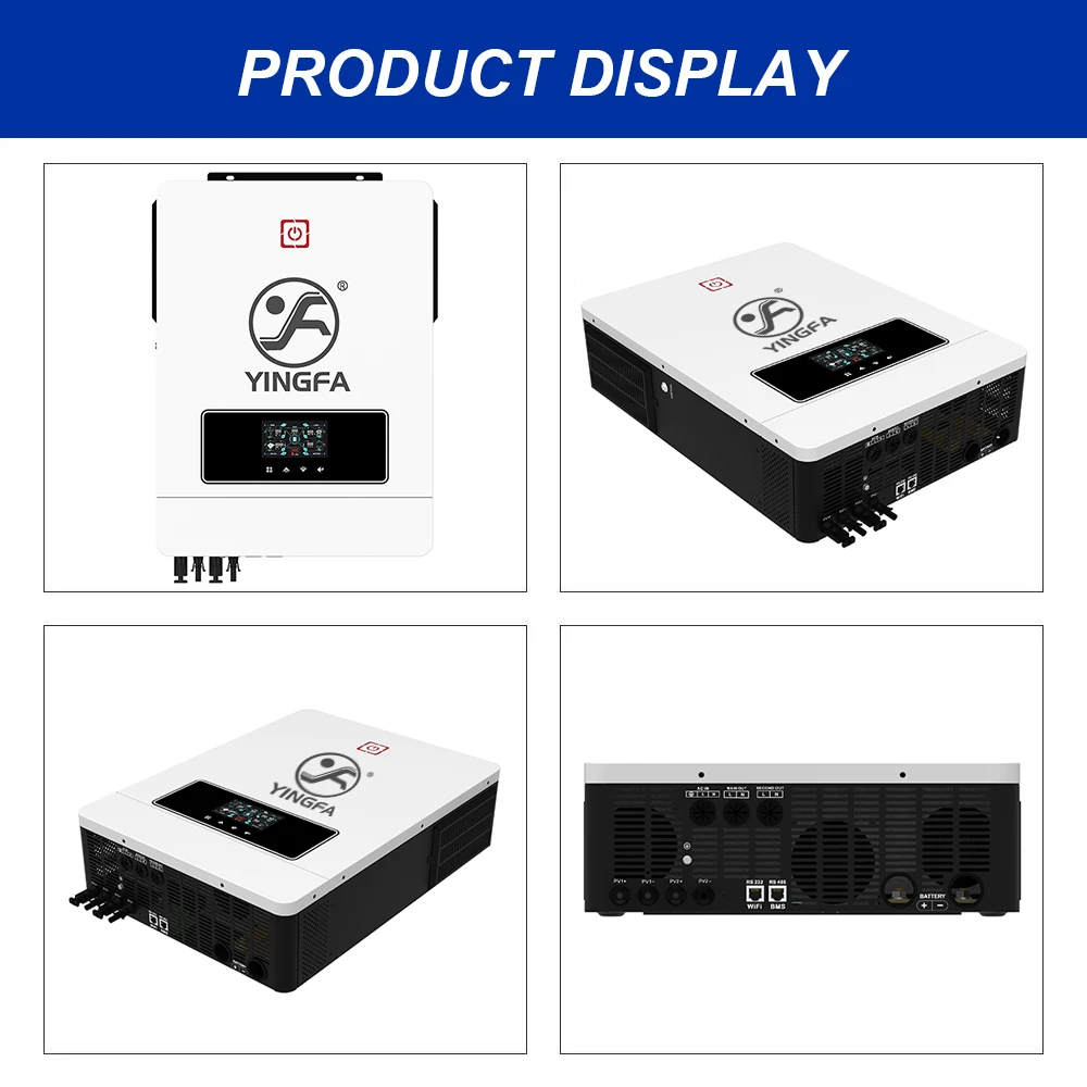 YINGFA 10.2kW 48V MPPT PV Solar Inverter Pure Sine Wave On Off Hybrid 160A 230VAC Dual Output Connect 4 x 12V Battery