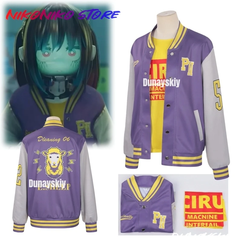 

Новый костюм для косплея Галактического Дайдоджи Акане Курусу Маки 2025 года: фиолетово-серая бейсбольная куртка, желтая футболка, аниме-стиль, уличный образ