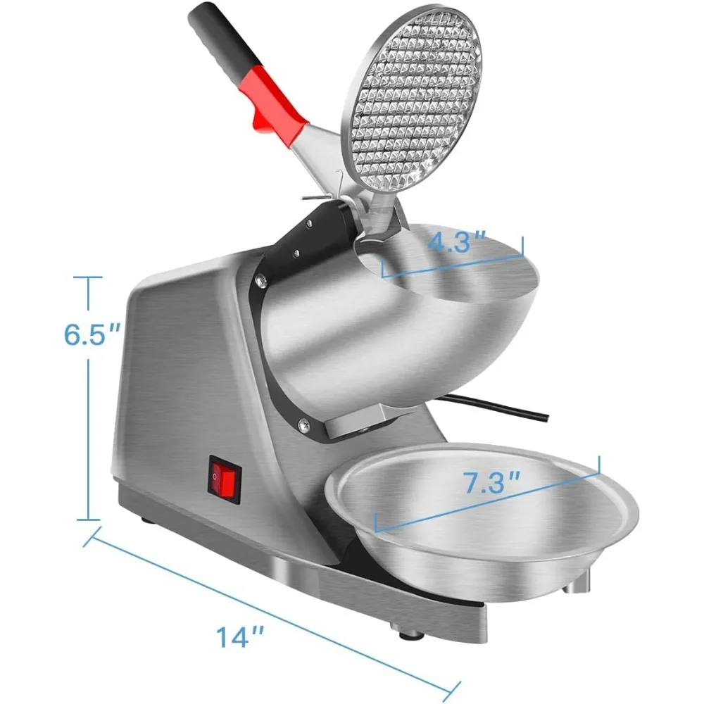 Gelo raspado elétrico e neve Cone Machine, Triturador com lâmina de aço inoxidável, Cozinha