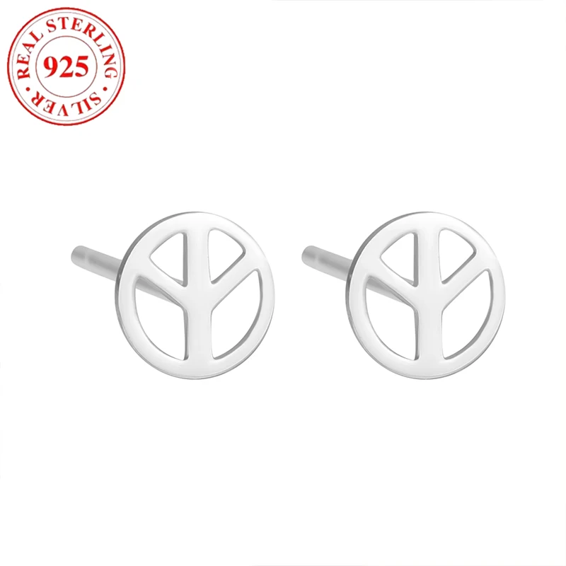 

S925 Sterling Silver Peace Sign Earrings for Women Hypoallergenic Suitable for Gift Giving