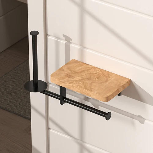 Imagen 2 del producto Soporte de papel higiénico para baño, soporte de papel higiénico, portarrollos de papel no perforado montado en la pared con plataforma de almacenamiento